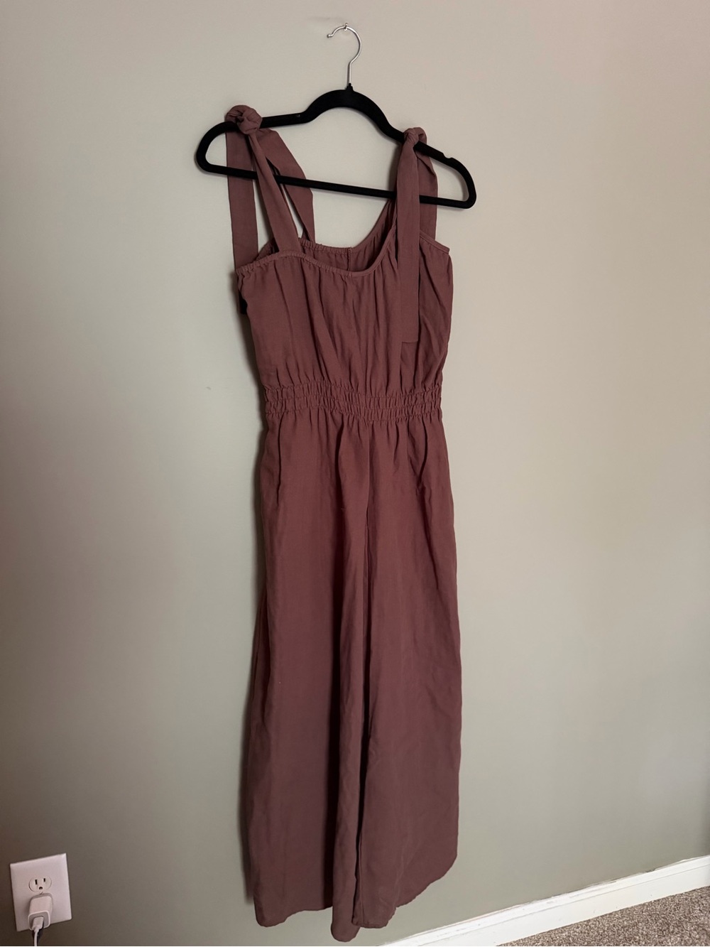 Neuflora Cotton Mauve Tie-Shoulder Maxi Dress